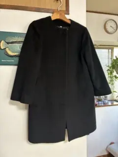 ブラック ロングコート Sサイズ ウール混紡