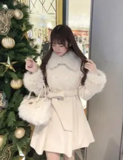 MAJESTIC LEGON 2way フェイクファーカラー フレアコート M
