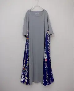 ＊新品タグ付 イズスカラー　552264：花とキツネ柄サイド切替ランダムリブOP
