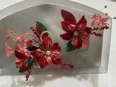 和装かんざし　赤・ピンクの花飾り 髪飾り　　成人式　結婚式　608-6