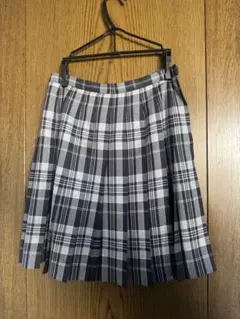 EASTBOY ネイビーグレー系チェック柄プリーツスカート