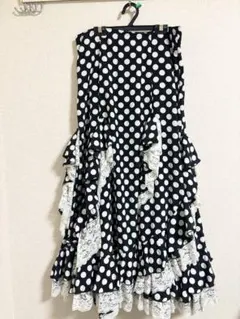 フラメンコ スカート ポルカドット レース付き