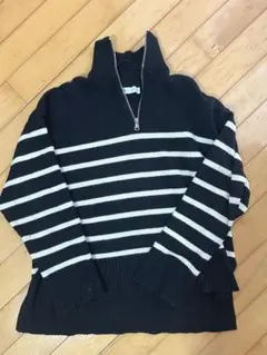 ZARA ストライプ ハーフジップ ニットセーター