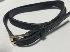 黒レザー (合皮)ベルト ゴールドバックル