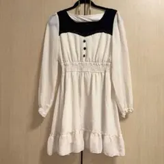 ベージュ 長袖透け感ミニワンピース ミニドレス