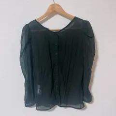 ブラック 2WAY シアー長袖シャツ