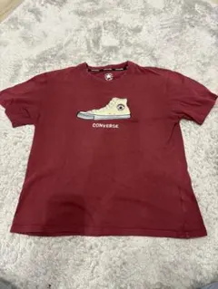 CONVERSE 赤 Tシャツ Lサイズ スニーカー刺繍