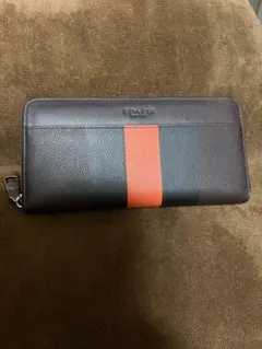 COACH 長財布 ブラウン ストライプ