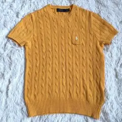 ポロラルフローレン ケーブルニット 半袖 現タグ イエロー SP