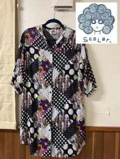 【9,790円購入】ScoLar スカラー 花柄×ドット 前開きワンピース
