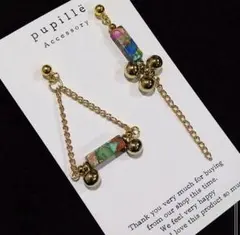 《№045》‪ インプレッションジャスパー×アシメピアス