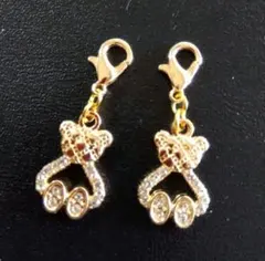 キラキラテディベア　マスクチャーム　ピアス　イヤリング