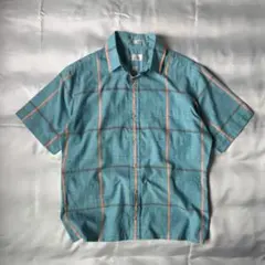 【短丈◎】 90s vintage ARROW ターコイズ チェックシャツのサムネイル