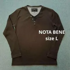 メンズ　長袖シャツ　NOTA BENE ブラウン Vネック SIZE L