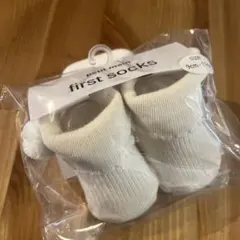 【petit main】first socks ベビー靴下　新生児無地　ホワイト
