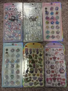 c*u様 コットンパフィーシール　プチドロップステッカー　6枚セット