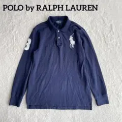 ラルフローレン ポロシャツ 長袖 ビッグポニー 刺繍 ネイビー L ナンバリング