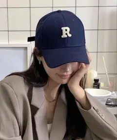 ネイビー 刺繍Rロゴ ベースボールキャップ