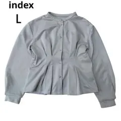 index　長袖ペプラムブラウス　グレージュ　裏起毛　Ｌサイズ