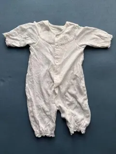 ホワイト コットンロンパース 短袖　ミキハウス　セレモニードレス