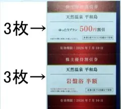 天然温泉 平和島　500円割引券+岩盤浴半額券　京急　株主優待券のサムネイル