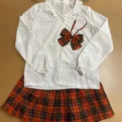 制服セット コスプレ 3点セット（ブラウス・スカート・リボン）チェック 150㎝