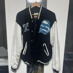 【最終値下げ】90s OLDSTUSSY big4ロゴ スタジャン M 90s OLD STUSSY/BIG 4/Stadium Jacket/USA製/紺タグ/M