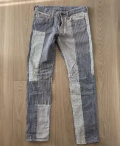 KAPITALキャピタル ストライプ　パッチワークデニム　30インチ