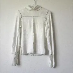 【新品】シアートップス メロウフリル ハイネック 長袖 レディース ホワイト