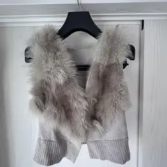 passione ノースリーブニットベスト　ファー付き