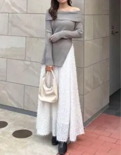 COCODEAL オフショルスリットニット×キャミワンピース