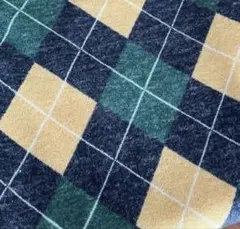 《ニット生地》アーガイル 柄　緑×青×黄