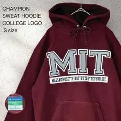 90S 古着 カレッジ スウェット ワッペンパーカー チャンピオン バーガンディ