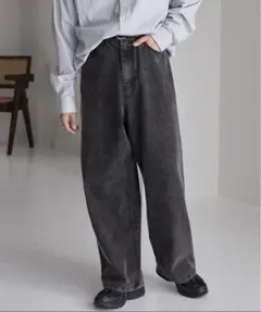 ヴィンテージメイクバギーセミワイドデニムパンツ ブラック / MONO-MART