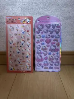 ハローキティ コットンパフィシール　エポキシステッカー　２枚セット