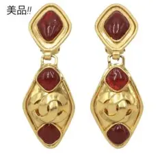 R2541 美品 シャネル　カラーストーン ひし形 スイング イヤリング
