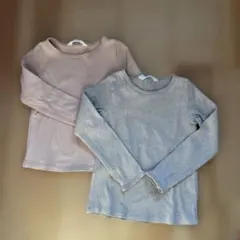 H&M 2枚セット薄ピンク&ベージュ長袖カットソー 110/116
