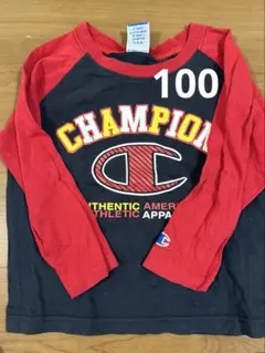 Champion 長袖カットソー 100cm ネイビー/レッド