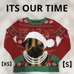 美品✨it'sOURTIMEパグイラストのセーター 【S】【XS】 クリスマス