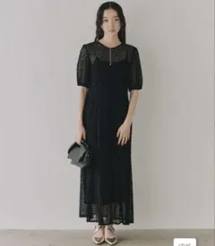kaene　スパンコールレースドレス　ブラック　S(36)のサムネイル