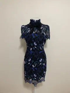 Andy花柄レースハイネックドレス