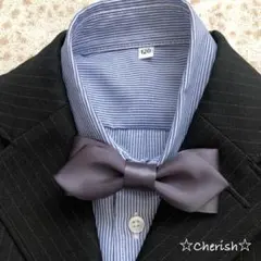 ☆蝶ネクタイ サテンリボン チャコールグレー色 ハンドメイド ☆再販9