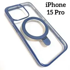 iPhone 15 Pro ケース ブルーチタニウム リング付き