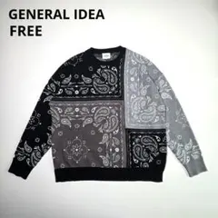 【美品】GENERAL IDEA ペイズリー柄 長袖 ニット FREE