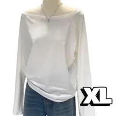 【ＸＬサイズ】ワンショルダー オフショルダー Tシャツ 長袖 肩出し トップス