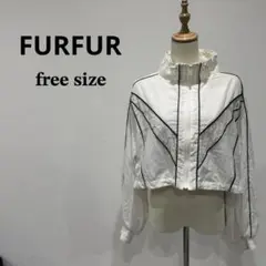 FURFUR レース切替　ジップアップ　ブルゾン　ホワイト　ナイロンジャケットのサムネイル
