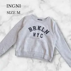 イング スウェット トレーナー グレー ロゴ入り 裏起毛 カジュアル M