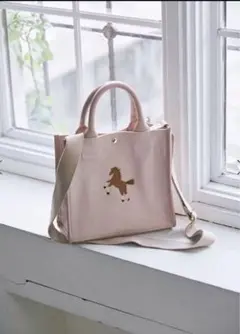 未使用【SEVEN TEN】お馬さんワンポイント刺繍トートバッグ(ピンク/ミニ)