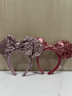 ミニーマウス風スパンコールカチューシャ2個セット