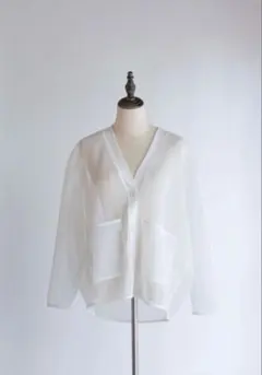 Pois ポワ mesh Cardigan メッシュ カーディガン ホワイト - メルカリ